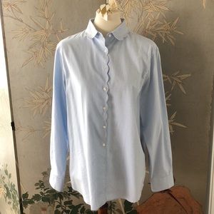 Charles Cotonay Paris Baby Blue Cotton Blouse Size 44/12
